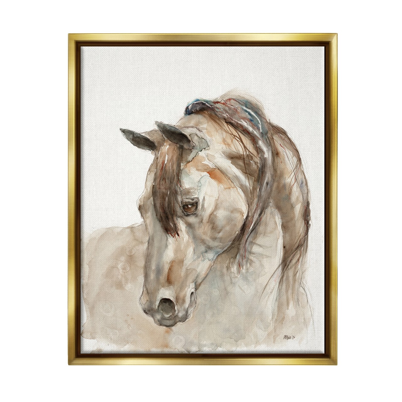 Stupell Industries Gentle Farm Horse Portrait Framed Floater Canvas Wall Art